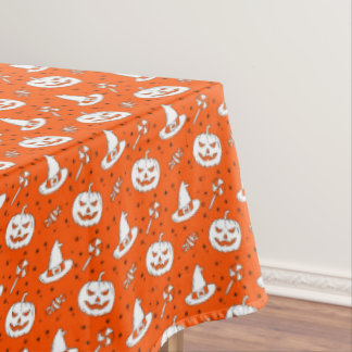 Toalha De Mesa Halloween Pumpkin Witch Hat em Laranja Grande