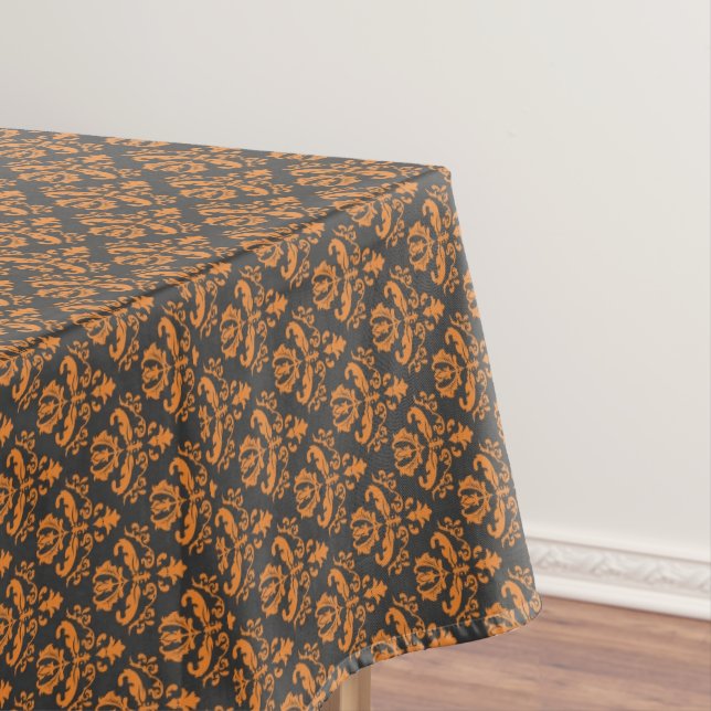 Toalha De Mesa Halloween Victorian Damask Black Orange (Posição Original)