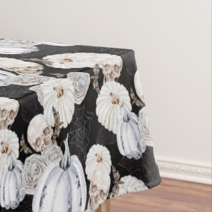 Toalha De Mesa Halloween Watercolor Pumpkins Skulls Black White
