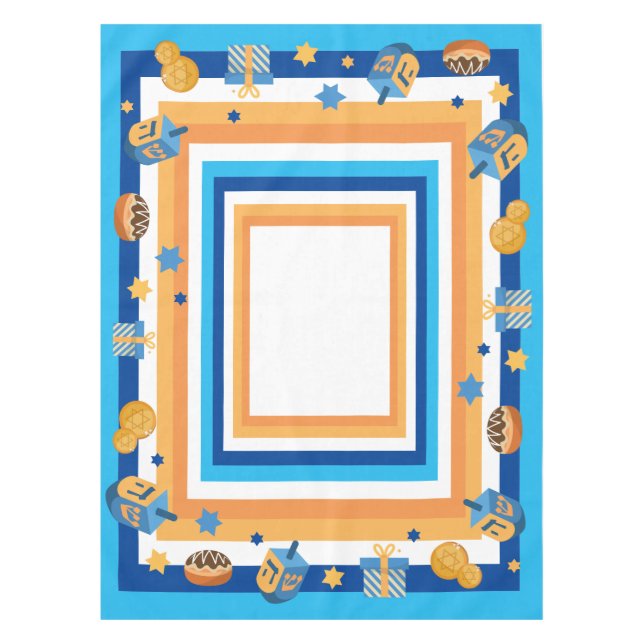 Toalha De Mesa Hanukkah Dreidels Rosquinha & Stars (Frente)