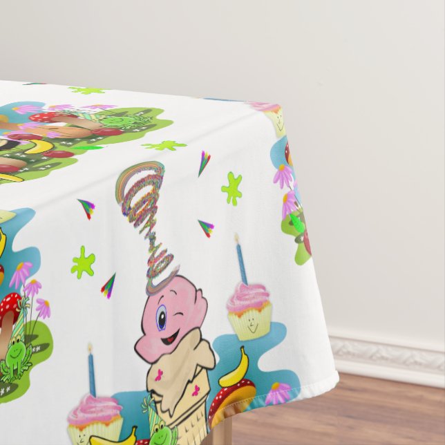 Toalha De Mesa Happy Birthday Twin Tablecloth Confetti Cupcake  (Posição Original)