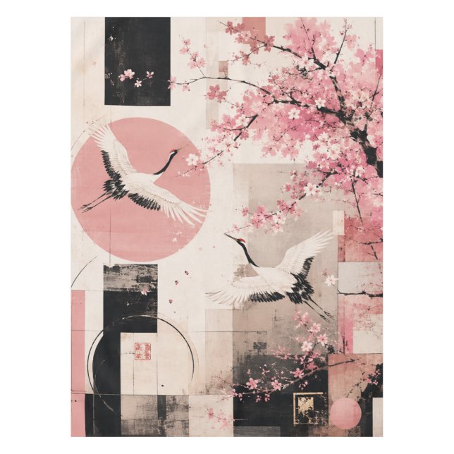 Toalha De Mesa Harmonia Avant-Garde de Sakura e Grous (Frente)
