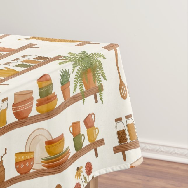 Toalha De Mesa Harvest Pantry Shelves Watercolor Tabletop Charm (Posição Original)