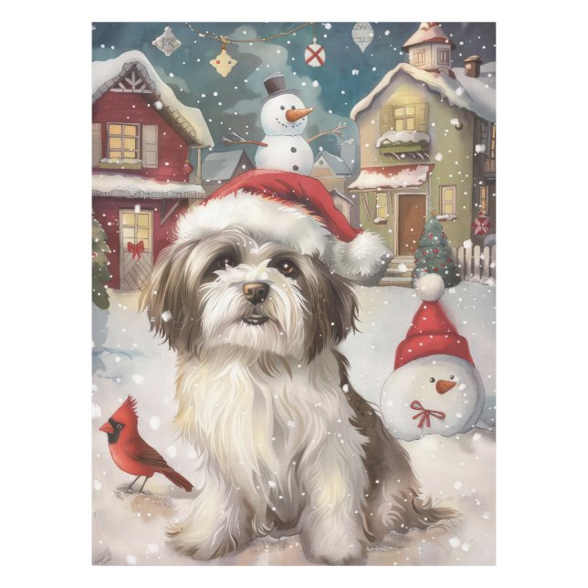 Toalha De Mesa Havanese Winter Wonderland Christmas Joy (Frente)