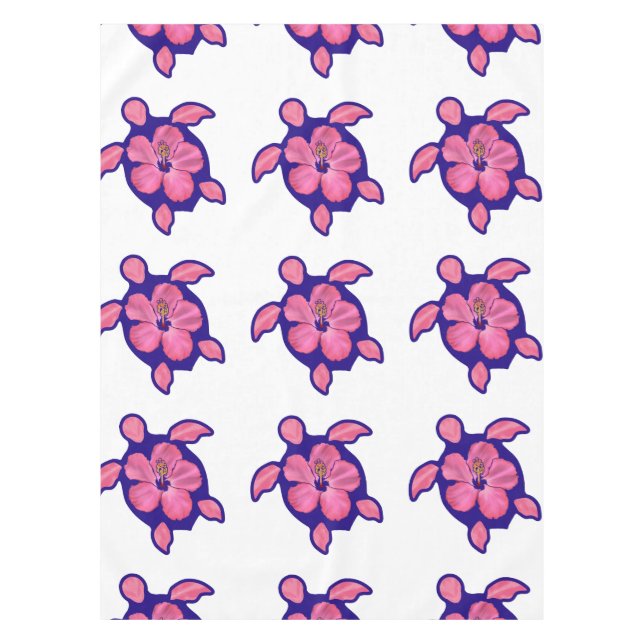 Toalha De Mesa Hawaiian Honu Turtle e Hibiscus (Frente)