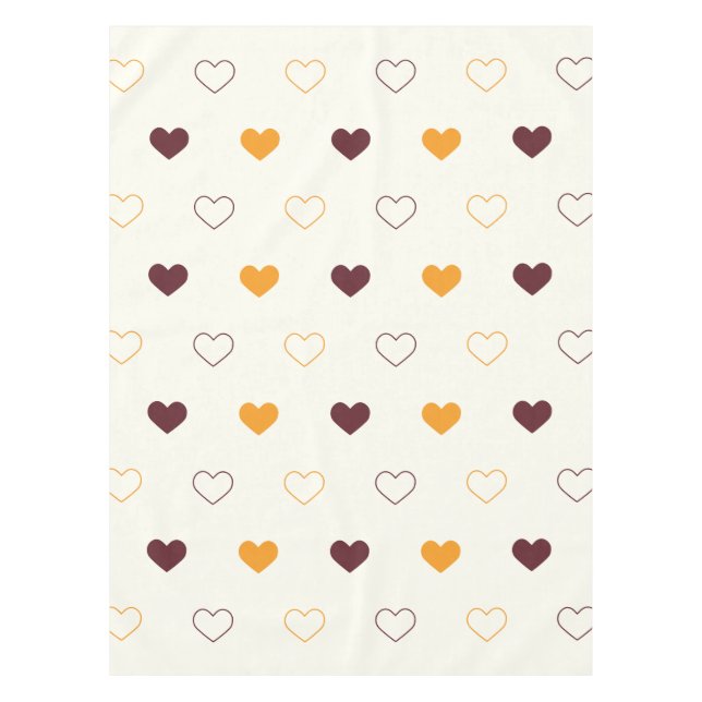 Toalha De Mesa Heart Pattern with Orange & Brown Hearts (Frente)