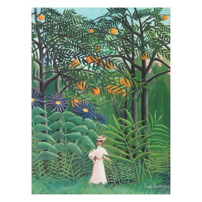Toalha De Mesa Henri Rousseau - Mulher caminhando em uma Floresta (Frente)