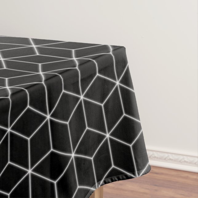 Toalha De Mesa Hexágono do Padrão Geométrico Preto e Branco (Posição Original)
