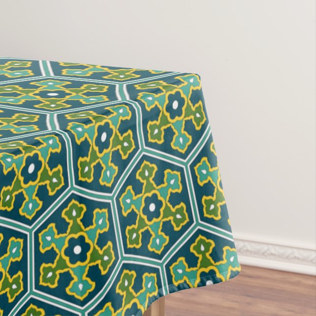Toalha De Mesa Hexágono Turco Verde Amarelo Oriental Amarelo (Posição Original)