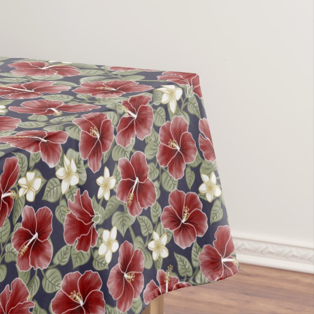 Toalha De Mesa Hibiscus e Plumeria - Maroon (Posição Original)