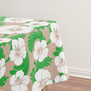 Toalha De Mesa Hibiscus Floral Khaki Beige