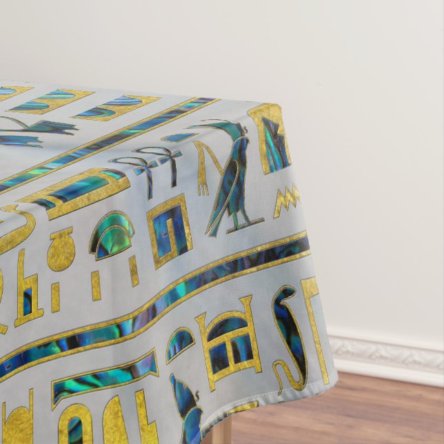 Toalha De Mesa Hieroglyphs egípcios do ouro e do olmo na pérola (Posição Original)