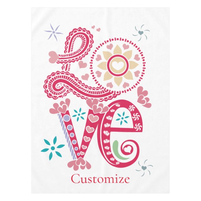 Toalha De Mesa Hippie Groovy - Sinal de Amor Thunder_Cove (Frente)