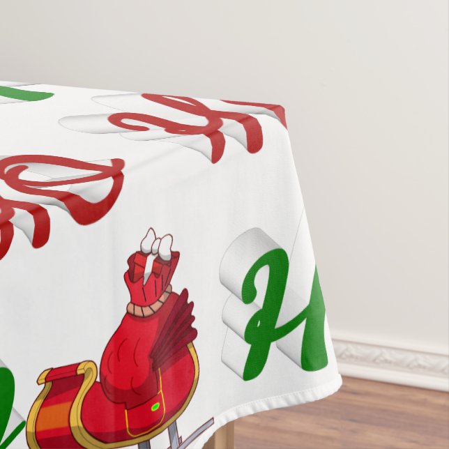 Toalha De Mesa Ho Ho Ho Papais noeis Sleigh Christmas green scrip (Posição Original)