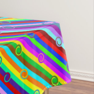 Toalha De Mesa HOLI colorido Stripes Swirls padrão + suas ideias