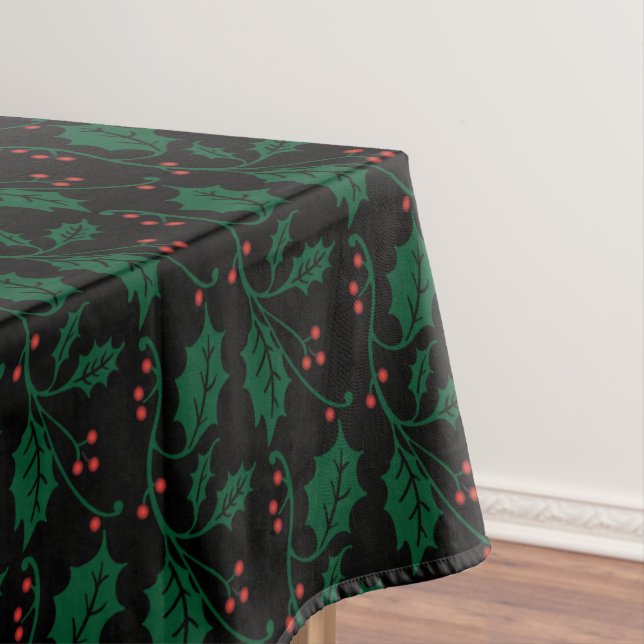 Toalha De Mesa Holly de Natal em Verde Festivo (Posição Original)