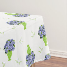 Hortênsia Azul em Padrão Floral de Vaso Verde