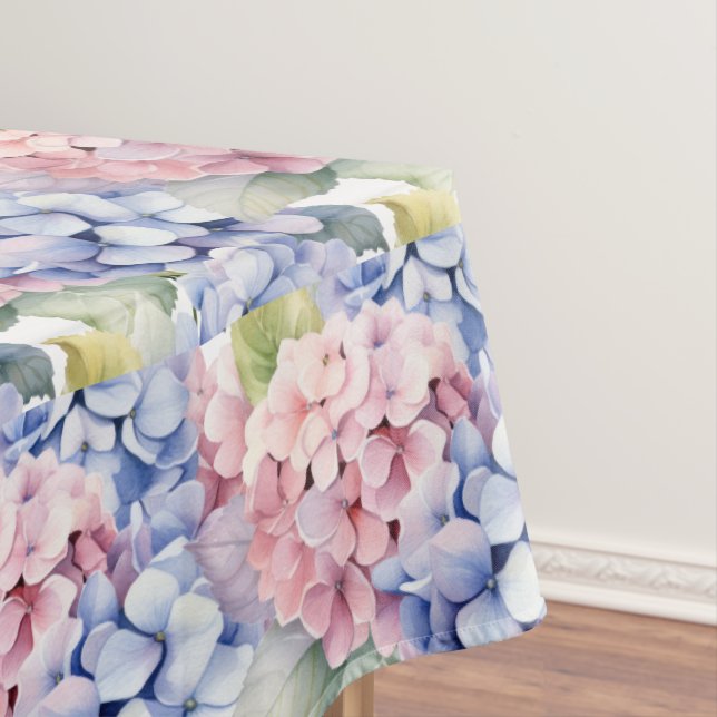 Toalha De Mesa Hortênsias de Cores Elegantes de Primavera (Posição Original)