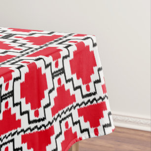 Toalha De Mesa Ikat Asteca Tribal - Vermelho, Preto e Branco