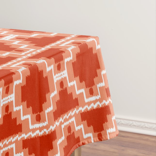 Toalha De Mesa Ikat Aztec Tribal - Ferrugem, Laranja e branca (Posição Original)