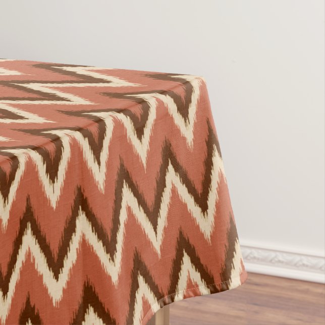 Toalha De Mesa Ikat Chevron Stripes - Ferrugem, castanha e bege (Posição Original)