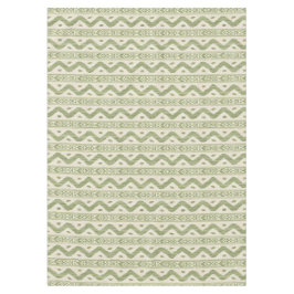 Toalha de Mesa Ikat Verde e Creme, Tecido de Grand