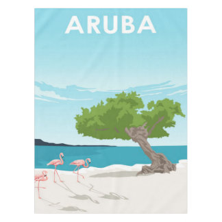 Toalha De Mesa Ilha de Aruba Viagem Flamingo | Família Flamingo