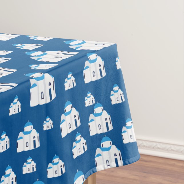 Toalha De Mesa Ilha Grega Santorini - Igreja Azul (Posição Original)