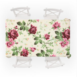 Toalha De Mesa Ilustração da safra de rosas em base neutra