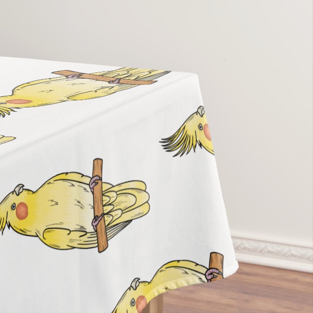 Toalha De Mesa Ilustração de desenho animado de aves Cockatiel (Posição Original)