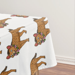 Toalha De Mesa Ilustração de desenho animado de Hyena e flores