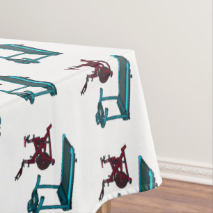 Toalha De Mesa Ilustração de desenho animado de moinho e biciclet