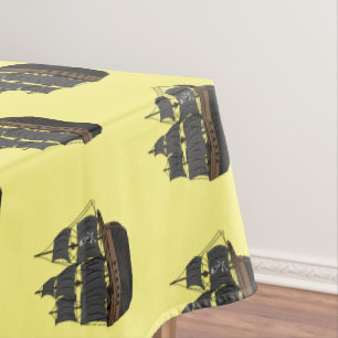 Toalha De Mesa Ilustração de desenho animado de navio pirata