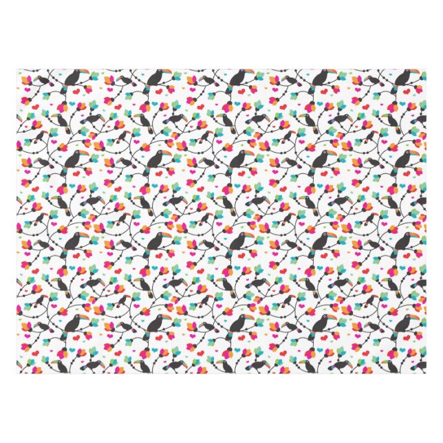 Toalha De Mesa ilustração tropical do pássaro toucan bonito (Frente (Horizontal))