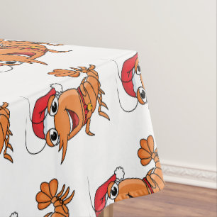 Toalha De Mesa Imagem de desenho animado de camarão de Natal feli