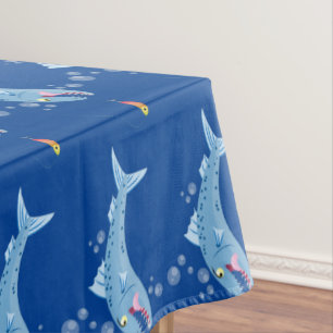 Toalha De Mesa Imagem de desenho animado de pesca com fome de pei