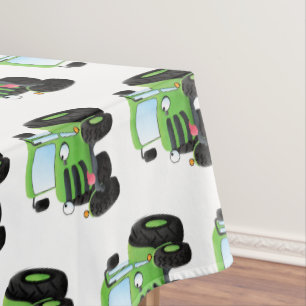Toalha De Mesa Imagem de desenho animado de trator fazenda verde-