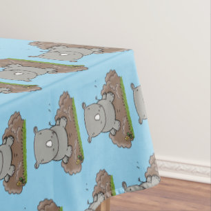 Toalha De Mesa Imagem de desenho animado do bebê rhino bonito