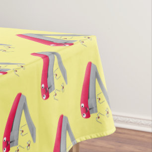Toalha De Mesa Imagem do desenho animado vermelho-feliz grampeado