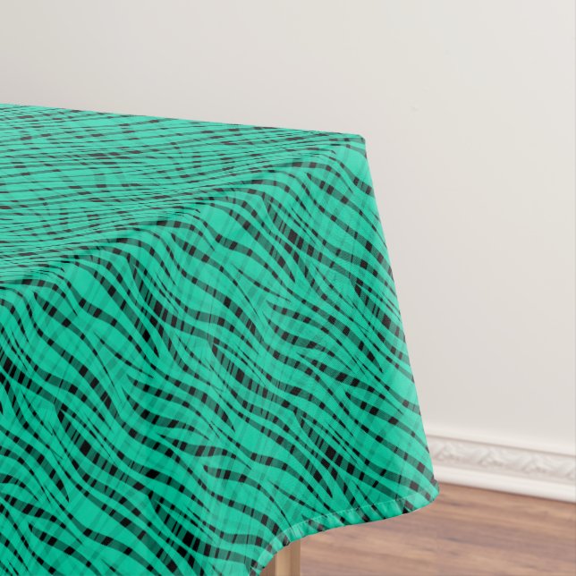 Toalha De Mesa Impressão abstrata de tigre turquesa verde (Posição Original)