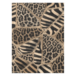 Toalha De Mesa Impressão animal - Leopardo e Zebra - ouro pastel