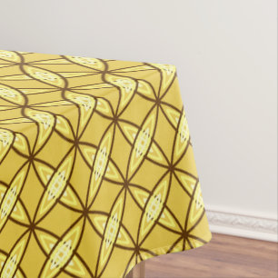 Toalha De Mesa Impressão Atómica de Meados do Século - Dourado Mo