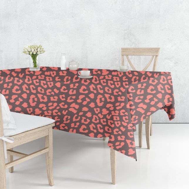Toalha De Mesa Impressão Coral Brown Leopardo (Coral Brown Leopard Print Tablecloth by Looly Elzayat)