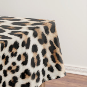 Toalha De Mesa Impressão de Leopardo Castanho