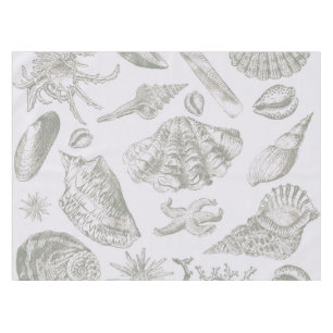 Toalha De Mesa Impressão de Padrão de Arte de Seashell de cinza