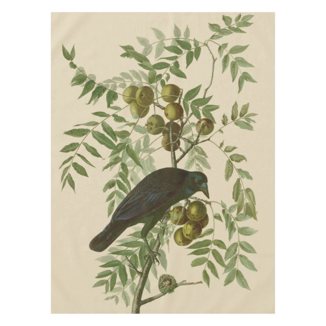 Toalha De Mesa Impressão de pássaro rouxinol púrpura de Audubon V (Frente)