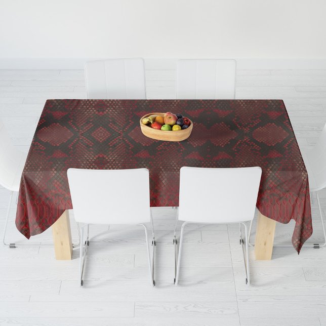 Toalha De Mesa Impressão de Python Vermelho e Negro (Red and Black Python Print Tablecloth by Looly Elzayat
)