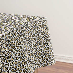 Toalha De Mesa Impressão Dourada de Leopardo Preto