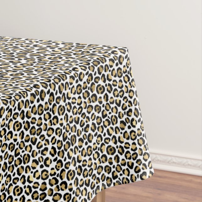 Toalha De Mesa Impressão Dourada de Leopardo Preto (Posição Original)