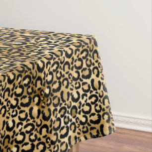 Toalha De Mesa Impressão Dourada de Leopardo Preto